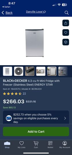 Black and Decker mini fridge