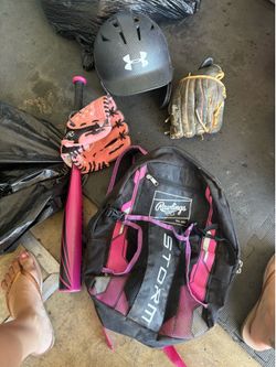 Softball bat glove hat backpack