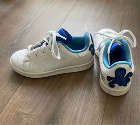 Size 11.5 Adidas Stan Smith White Blue Octopus Kid Shoes