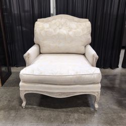 Cream Floral French Provincial Armchair with Cabriole Legs