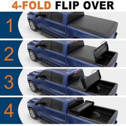 6.5 Ft Soft Quad Fold Tonneau Cover For Truck Bed 