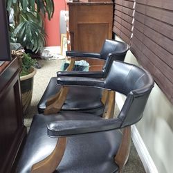 Leather Chairs - 2.  Mid-century modern style. 