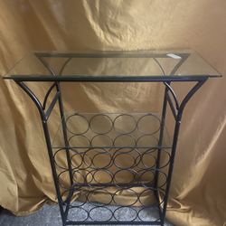 Freestanding Metal Glass Wine Rack Holder Black Clear Rectangular 16 Bottle