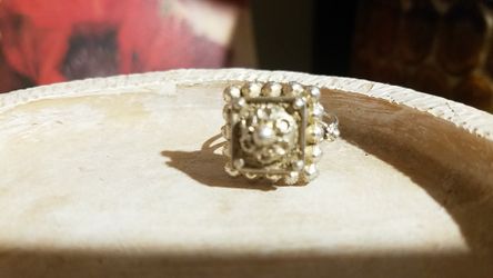 Antique poison locket ring sterling silver