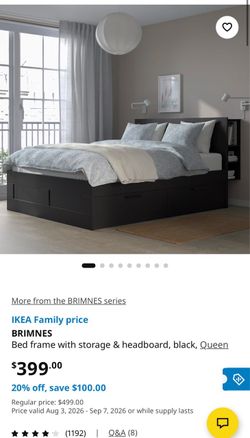 IKEA Queen Bed Frame, Queen Mattress, Queen drawers