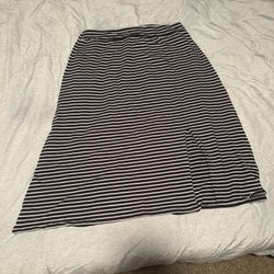 Talbots Black and light blue Striped Midi Skirt Size 1X