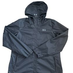 Under Armour Forefront Rain Jacket Black Windbreaker Women's Size XL