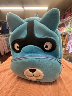 Blue Plush Animal Character Kids Backpack