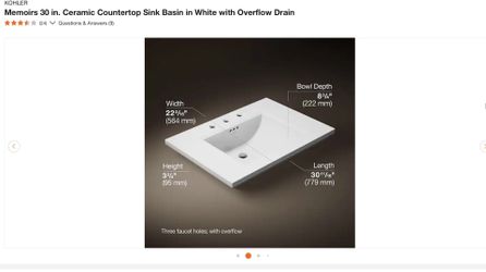 KOHLER Memoirs Fireclay Traditional White Pedestal Sink Combo ( 30-in x 21.7500-    Retail $1413.95 plus tax  Here only in market place $950 no tax go