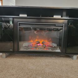 TV Stand, Black, With HEATER - EXCELLENT SHAPE