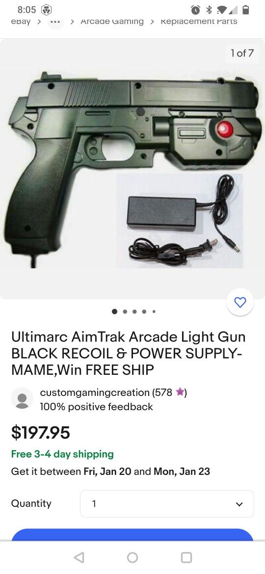 2 Ultimarc AimTrak Arcade Light Gun With Recoil & Without, 4 port USB 3
