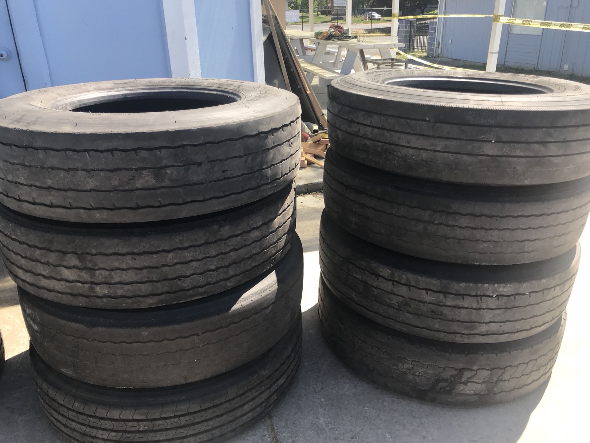 22 casings of Semi Truck Tires 22.5 low profile tires . Size 295x75x22.5 or 275x75x22.5