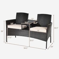 Patio Rattan Conversation Set With Table HW63233