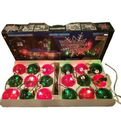 Vtg 1994 Barcana Set Of 18 Large Globe Christmas Lights Green & Red
