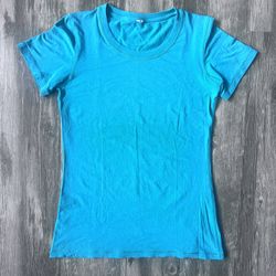 Lululemon High Neck Running and Training  T-Shirt SZ 6 Teal Blue 