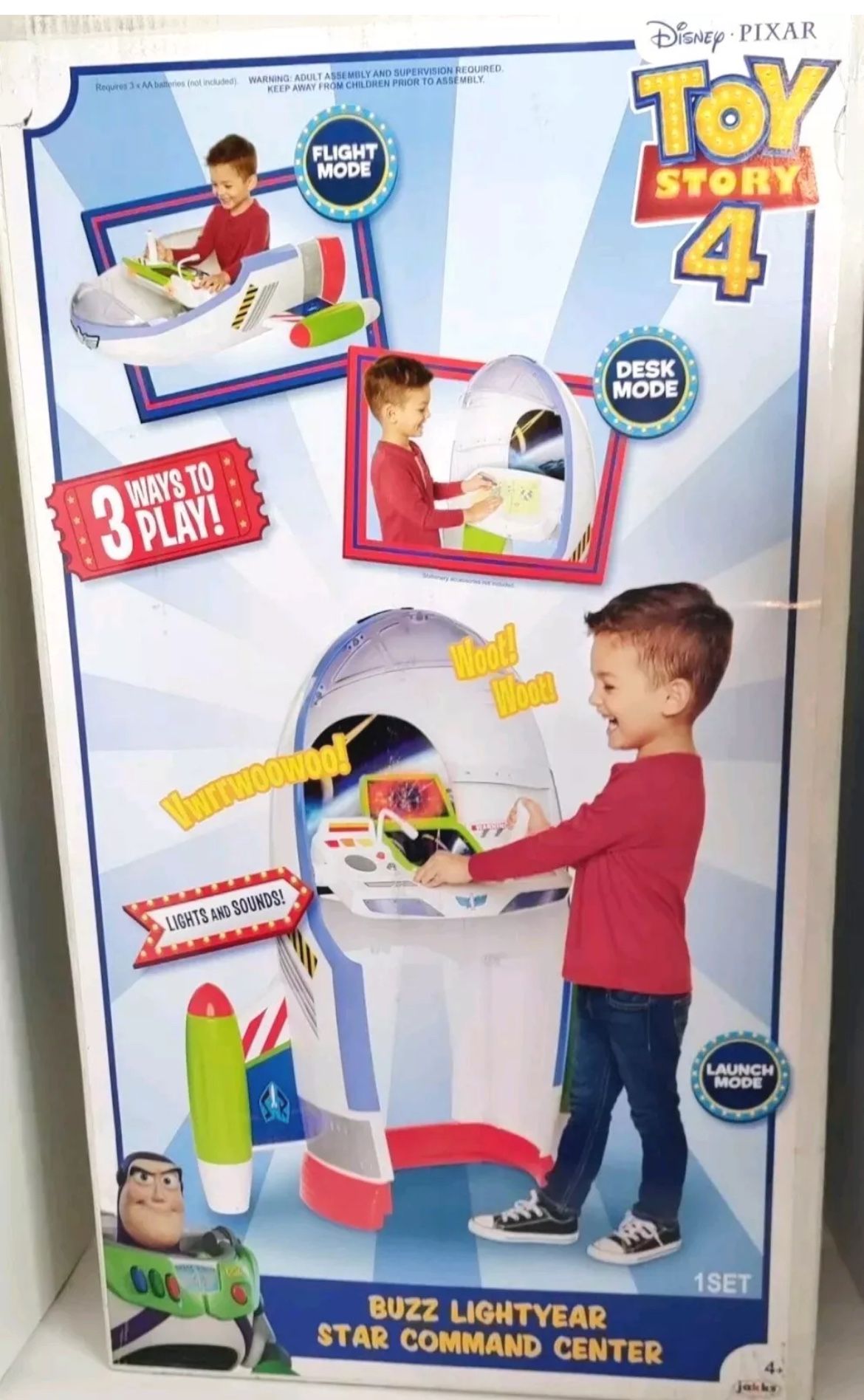 NEW Toy Story 4 Disney Buzz Lightyear Star Command Center 3way Play Flight Desk