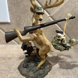 NOT REAL Buck Dear Hunter Resin Figure w/Man in Role Reversal