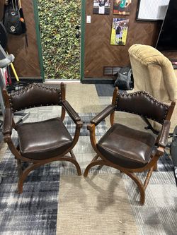 Vintage Mid-Century Curule-Style Accent Chairs (Pair)