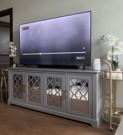Gray Mirrored TV Stand for TVs up to 75