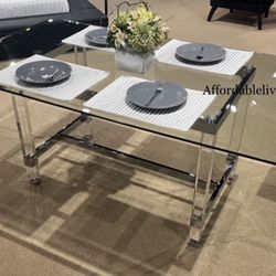 Chrome Acrylic Glass Dining Table Brand New In Box