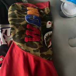 BAPE Shark Full Zip Hoodie Red