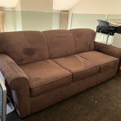 Brown Microsuede Sleeper Sofa, Queen Size 