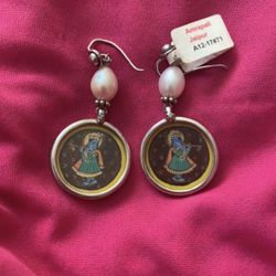 AMRAPALI .925 sterling silver KRISHNA dangle earrings with Pearls. NWT!
