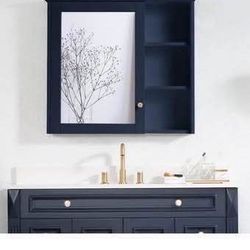 Newly Assembled 34"x 30" Wall Mounted Mirrored Medicine Cabinet for Bathroom 6 Tier Wood Frame