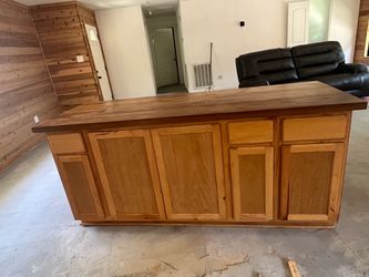 Large Wooden Bar or Kitchen Island with Cabinets
