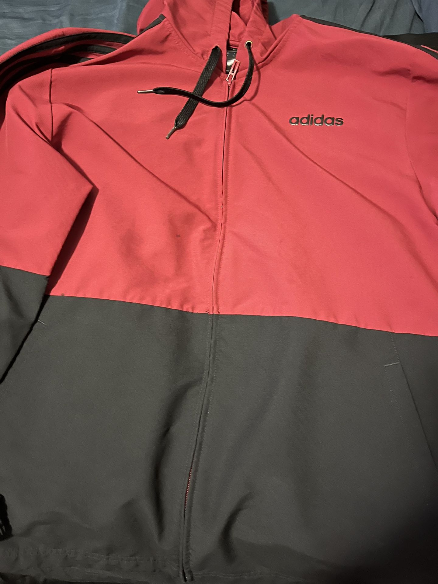 Adidas Red and Black Windbreaker Jacket
