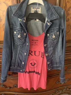 Women True Religion Jeans Jacket And Tank Top M