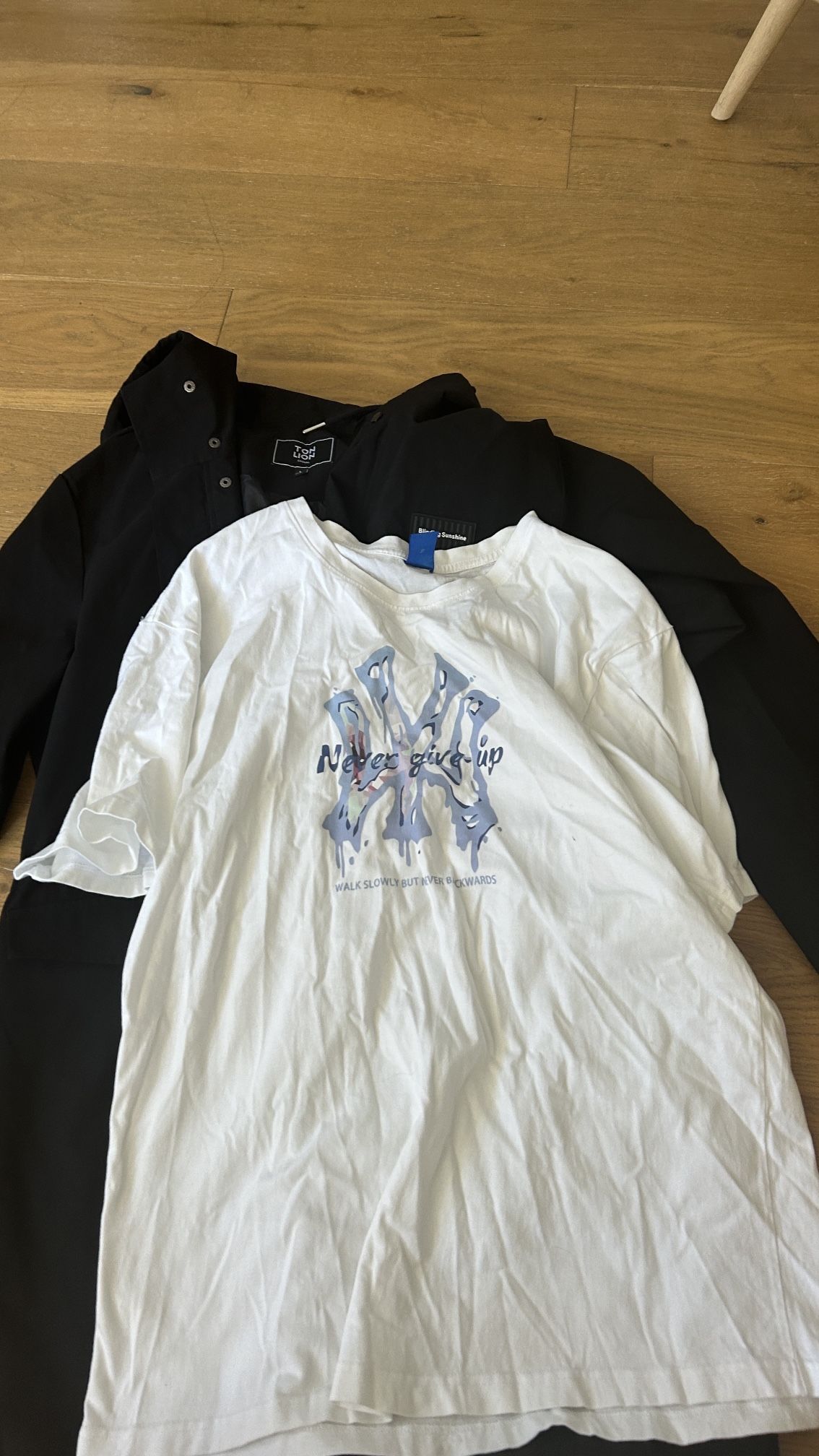 T-shirt + windbreaker