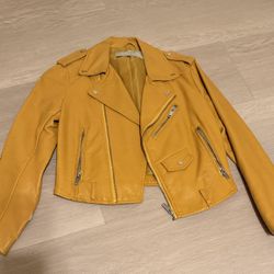 Yellow Faux Leather Jacket  Zara : XS