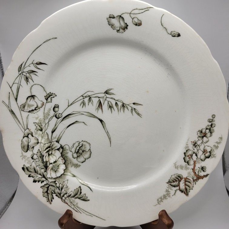 Vintage Porcelaine de Terre John Edwards Dinner Plate 9" Black Floral Gold Gilt