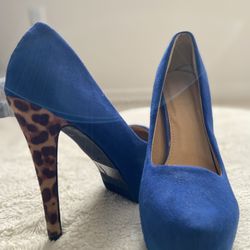 Suede Blue Heels