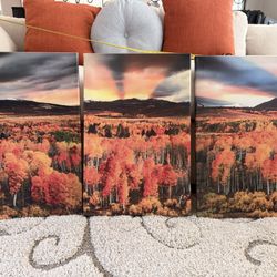 3-Piece Original Autumn Landscape Photography Canvas Wall Art