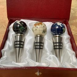 ORIENTAL DECOR GEMSTONE WINE BOTTLE STOPPER SET