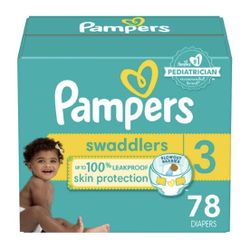 New 1 Box of Pampers Swaddlers Size 3 (78 diapers per box)