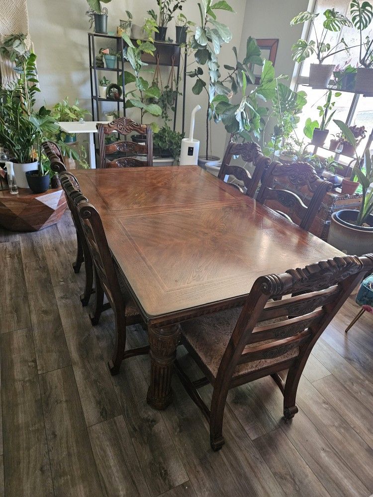 Large Table And Six Chairs With Sideboard