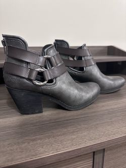 Blowfish Gray Heeled Ankle Boots