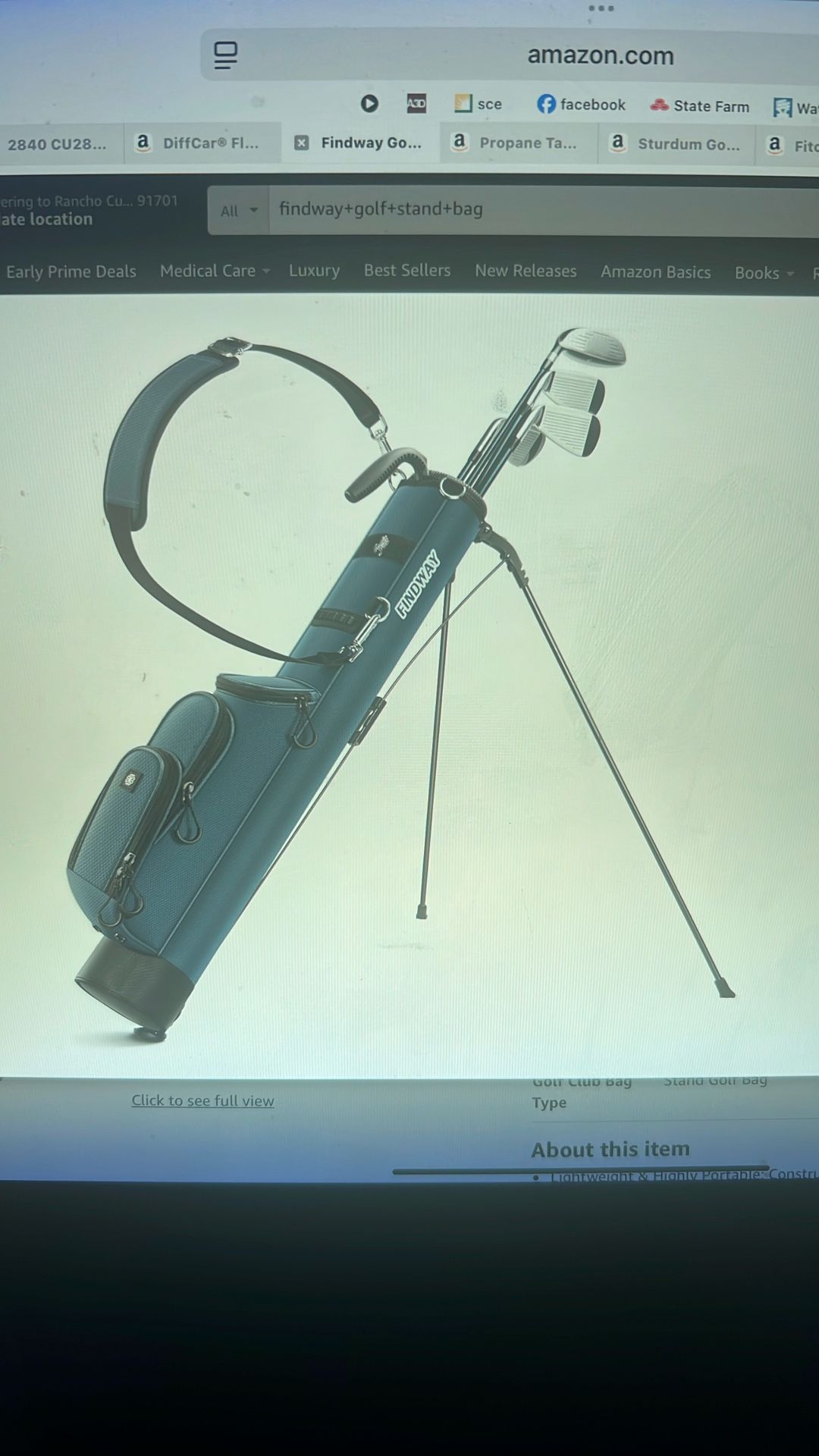 NEW Golf Stand Bag. Sunday Golf Bag for The Driving Range, Par 3 & Executive Courses, Lightweight Small Golf Club Carry Bag w/3 Pockets for Men Women