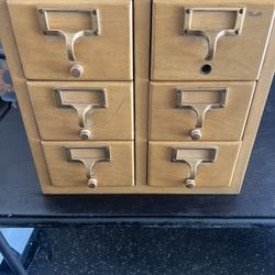 Vintage Library Card Catalog, Six Drawers
