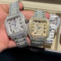 Iced Out Cartier Watch Vvs Moisanite 