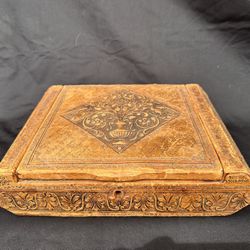 Vintage Leather Bound Decorative Box