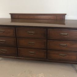 Retro Dresser / Buffet With Mirror/2 Night Tables Needs Some Repairs! 