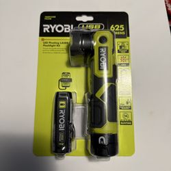 RYOBI USB Lithium Cordless Pivoting 625 Lumens Rechargeable Head Flashlight Kit with 2.0 Ah Battery and Charging Cable