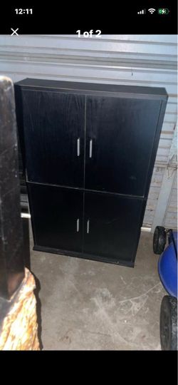 Black Wood Storage Cabinet with 4 Doors