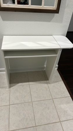White Computer Desk with Side Extension