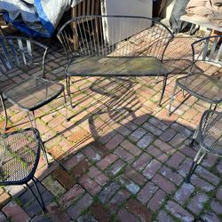 5 piece wrought iron outdoor patio metal furniture