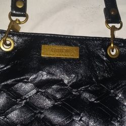 Gryson Black Leather Weave Crossbody Purse